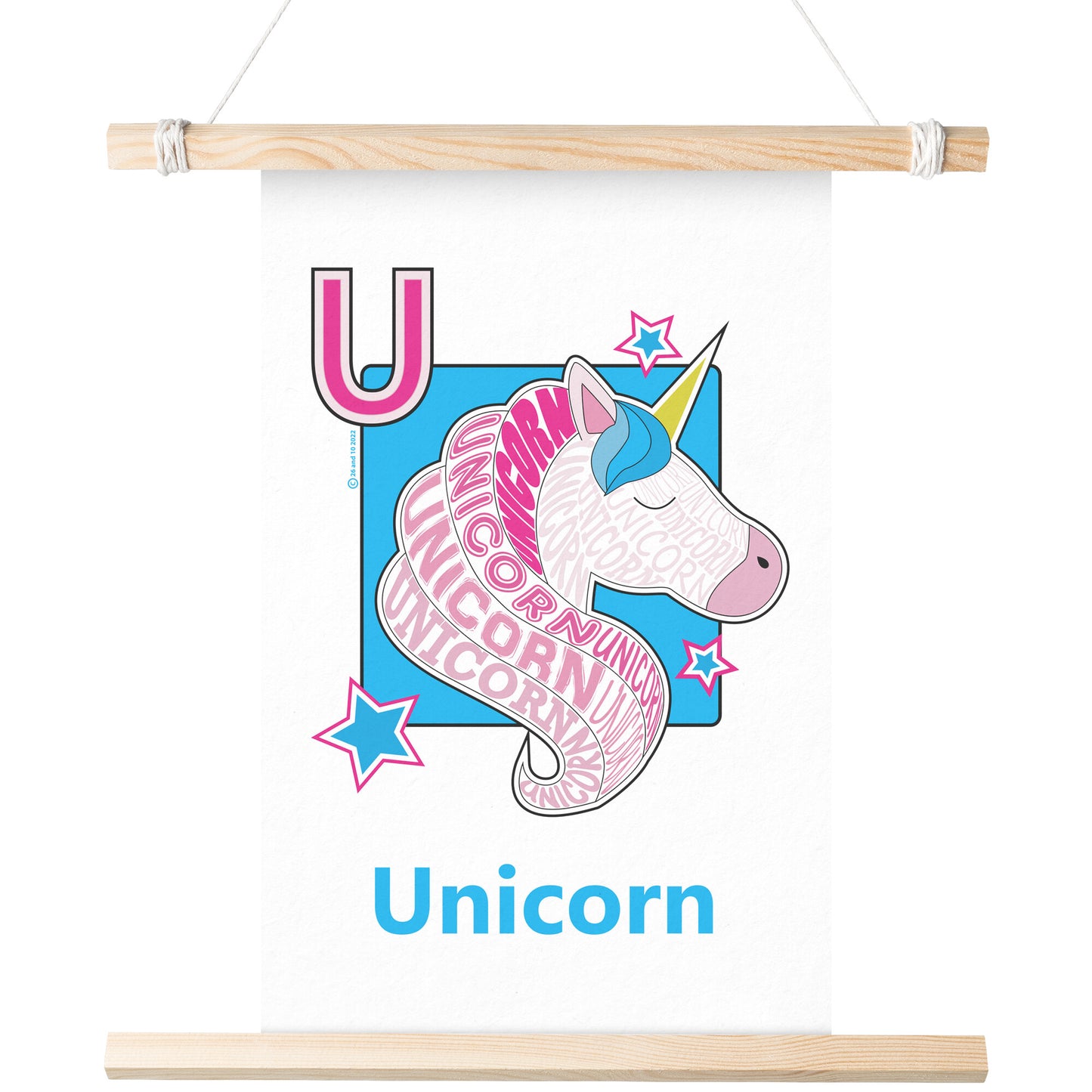 U is for Unicorn Poster Print