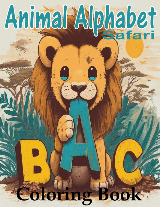 Animal Alphabet Safari Coloring Book by 26 and 10