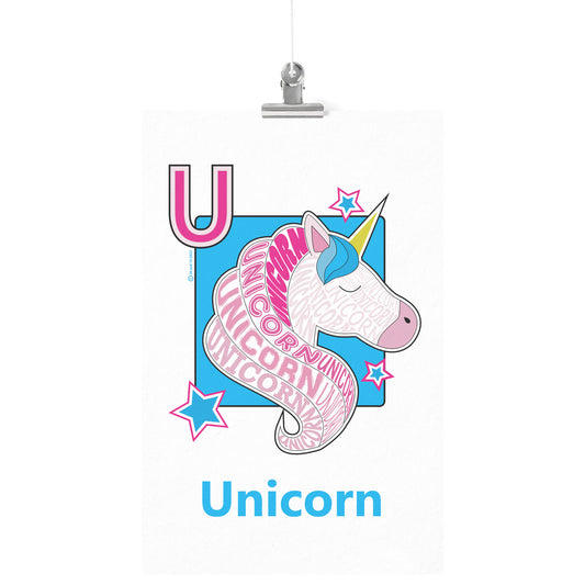 U is for Unicorn Poster Print